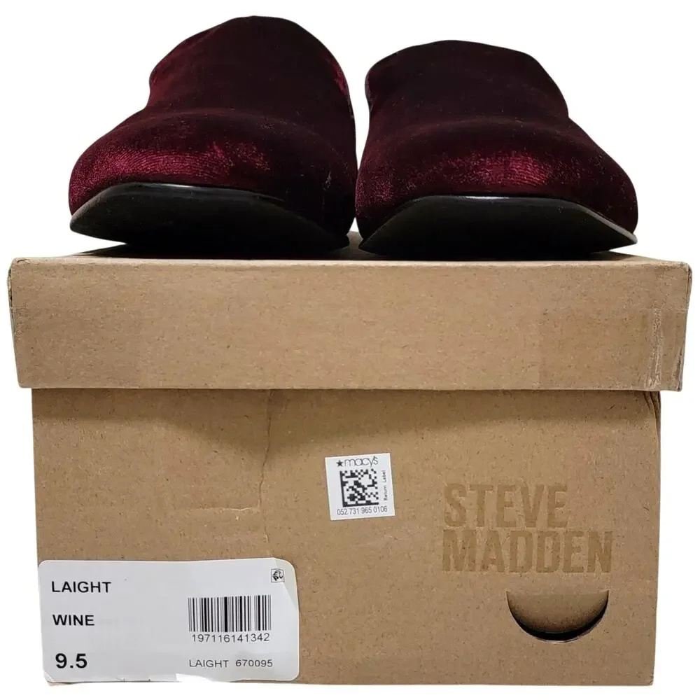 Steve Madden Men Laight Slip On Smoking Loafers Size US 9.5M Wine Red Velvet
